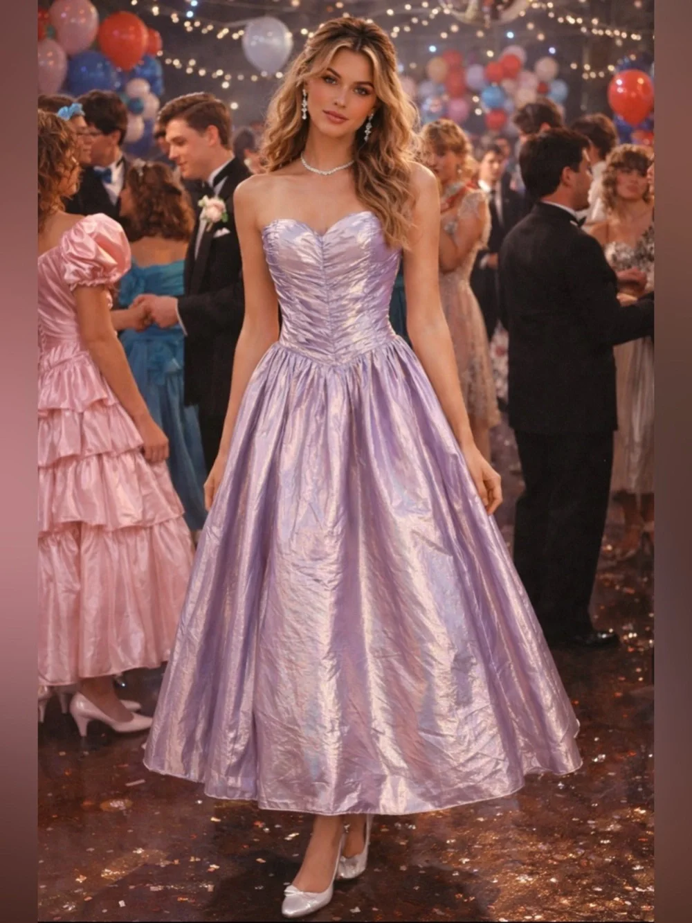 GUNNE SAX Jessica McClintock Purple Prom Gown 5 Iridescent 80s Bridgerton Formal - Picture 3 of 11